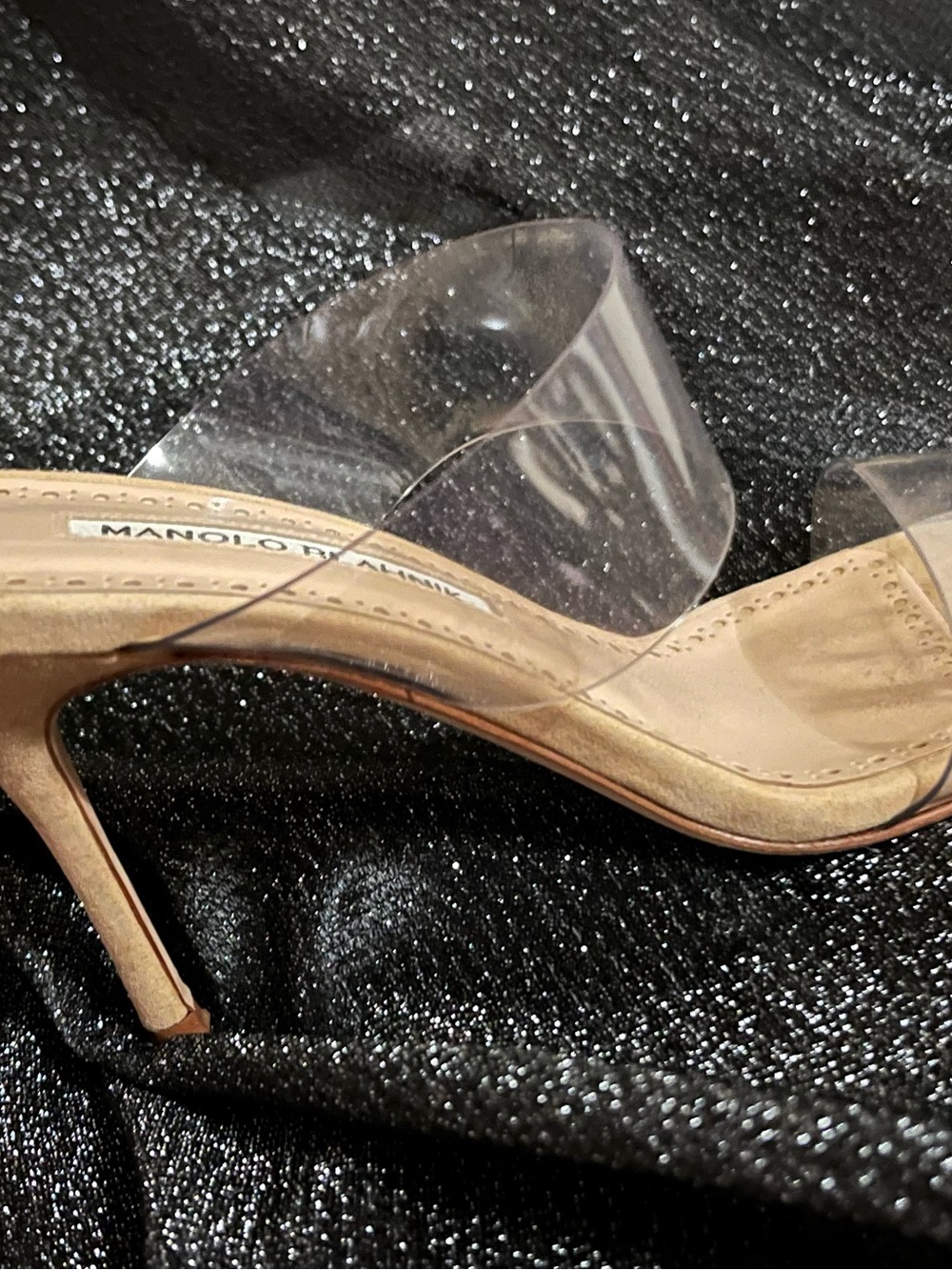 Manolo Blahnik Clear and Nude PVC Sandal
